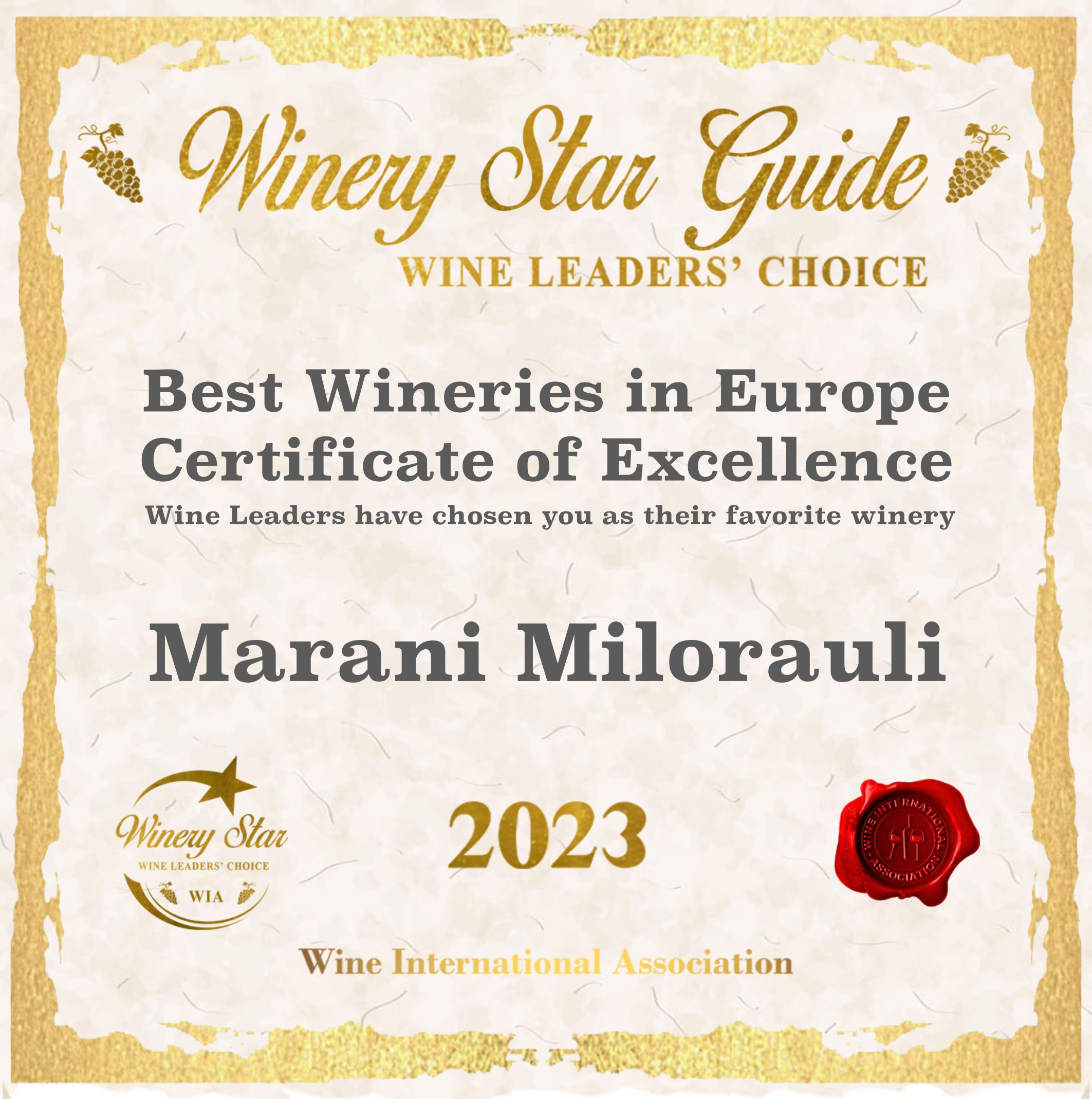 Marani Milorauli wins  Certificate Of Excellence